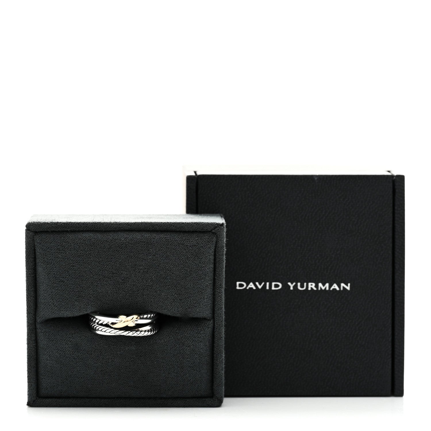 David Yurman Sterling Silver 18K Yellow Gold 6mm X Crossover Ring 54 7 5 of 5