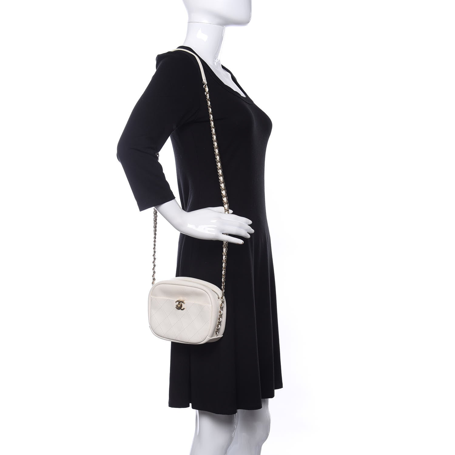 Chanel Goatskin Quilted Small Casual Trip Camera Case White 2 of 11
