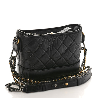 Chanel Aged Calfskin Quilted Small Gabrielle Hobo Black 3 of 9