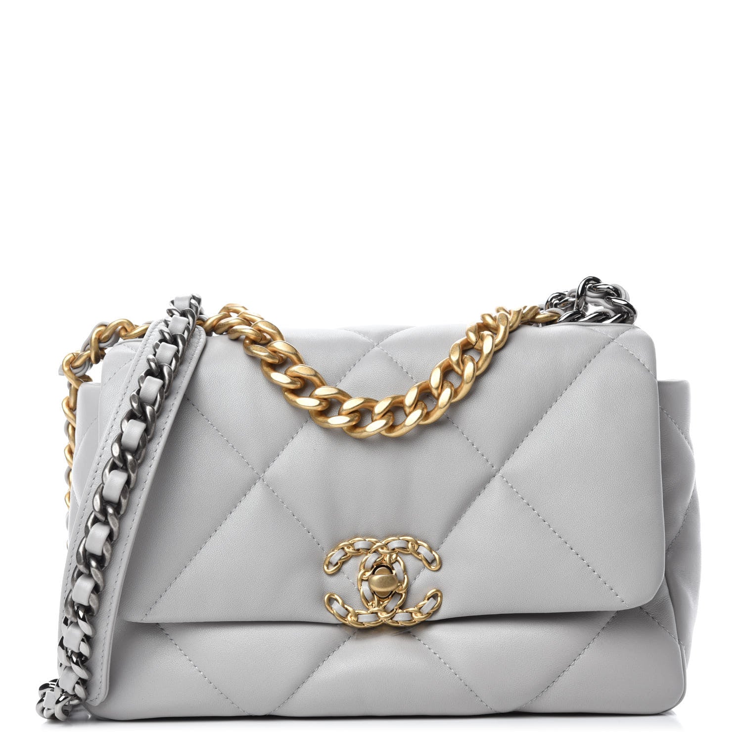 Chanel Lambskin Quilted Medium Chanel 19 Flap Grey 1 of 11