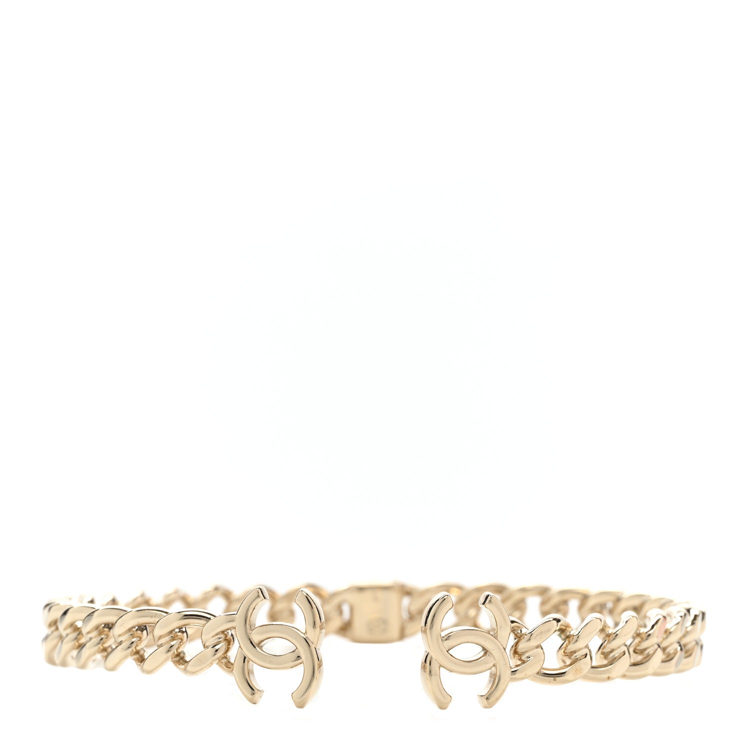 Chanel Metal CC Chain Link Choker Necklace L Gold 1 of 5