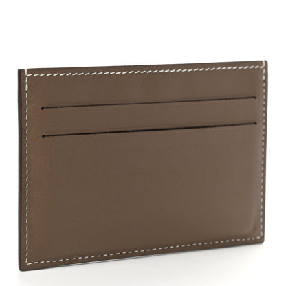 Hermes Swift Citizen Twill Card Case Etoupe Bleu Thalassa 3 of 8