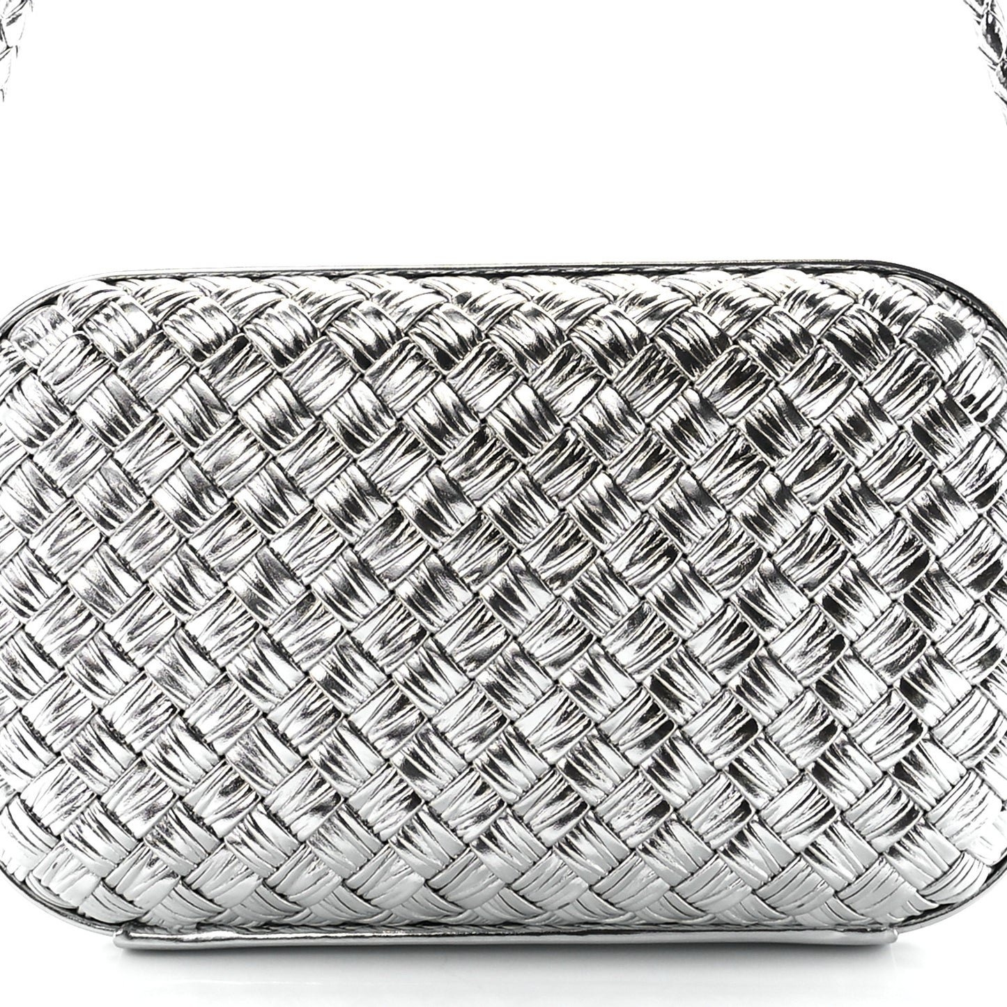 Metallic Calfskin Intrecciato Knot On Strap Silver