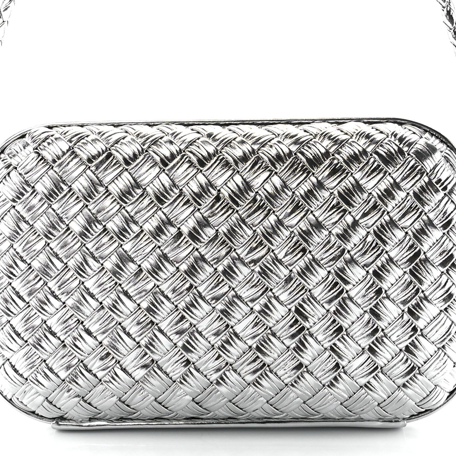 Bottega Veneta Metallic Calfskin Intrecciato Knot On Strap Silver 7 of 10