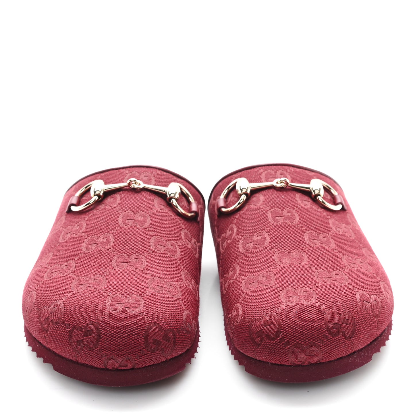 GG Supreme Monogram Womens Horsebit Slippers 36.5 Rosso Ancora