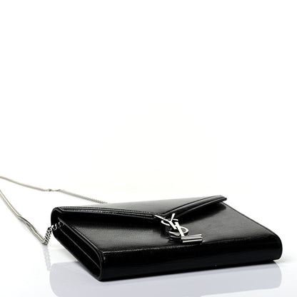 Saint Laurent Calfskin Lizard Embossed Monogram Cassandra Chain Wallet Black 3 of 4