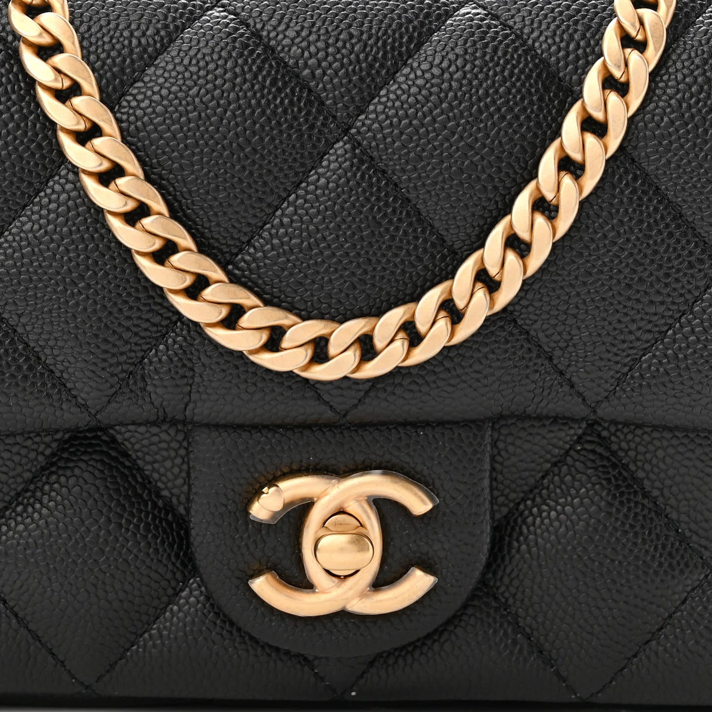 Caviar Quilted Mini Sweetheart Rectangular Flap Black