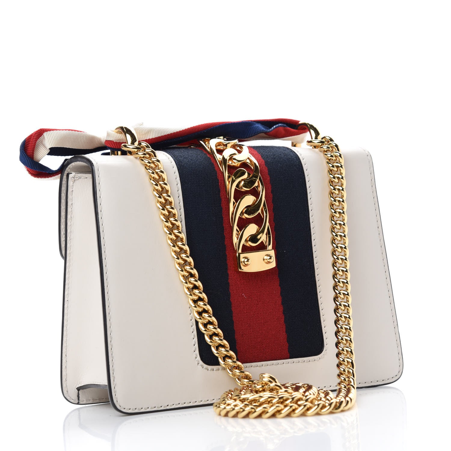 Gucci Calfskin Mini Sylvie Chain Shoulder Bag White 3 of 11