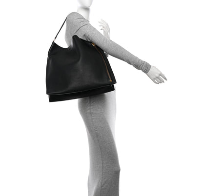 Tom Ford Pebbled Calfskin Large Alix Padlock Zip Hobo Bag Black 2 of 15