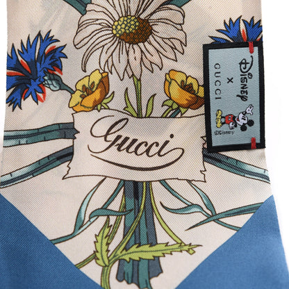 Gucci X DISNEY Silk Twill Mickey Lac Neck Bow Scarf Ivory Blue 4 of 5