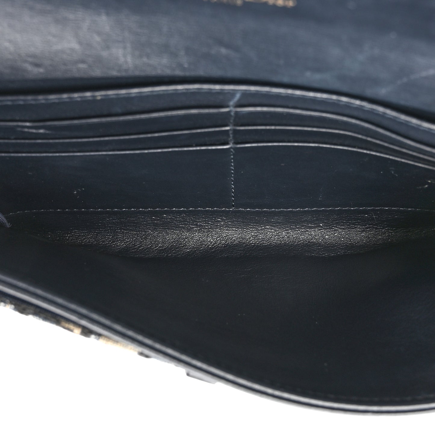 CHRISTIAN DIOR Oblique Saddle Chain Long Wallet Blue