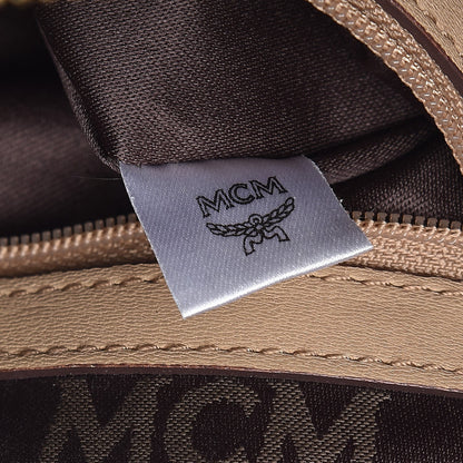 MCM Visetos Vintage Boston Satchel Beige 7 of 9