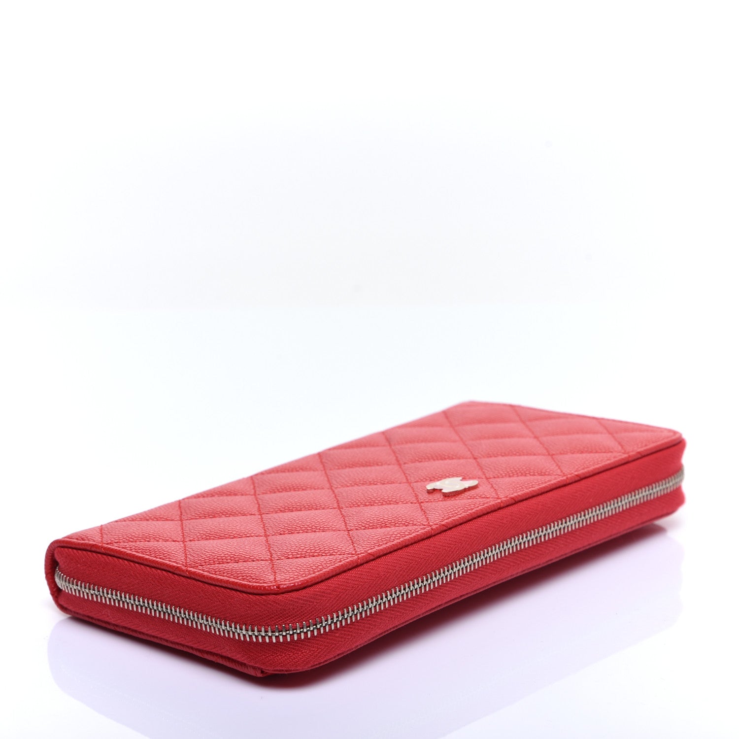 Chanel Caviar Quilted Long Zip Around Wallet Red 4 of 11