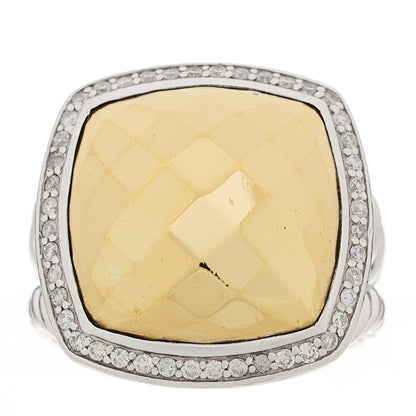 David Yurman Sterling Silver 18K Yellow Gold Diamond 17mm Albion Ring 54 6.75 1 of 5
