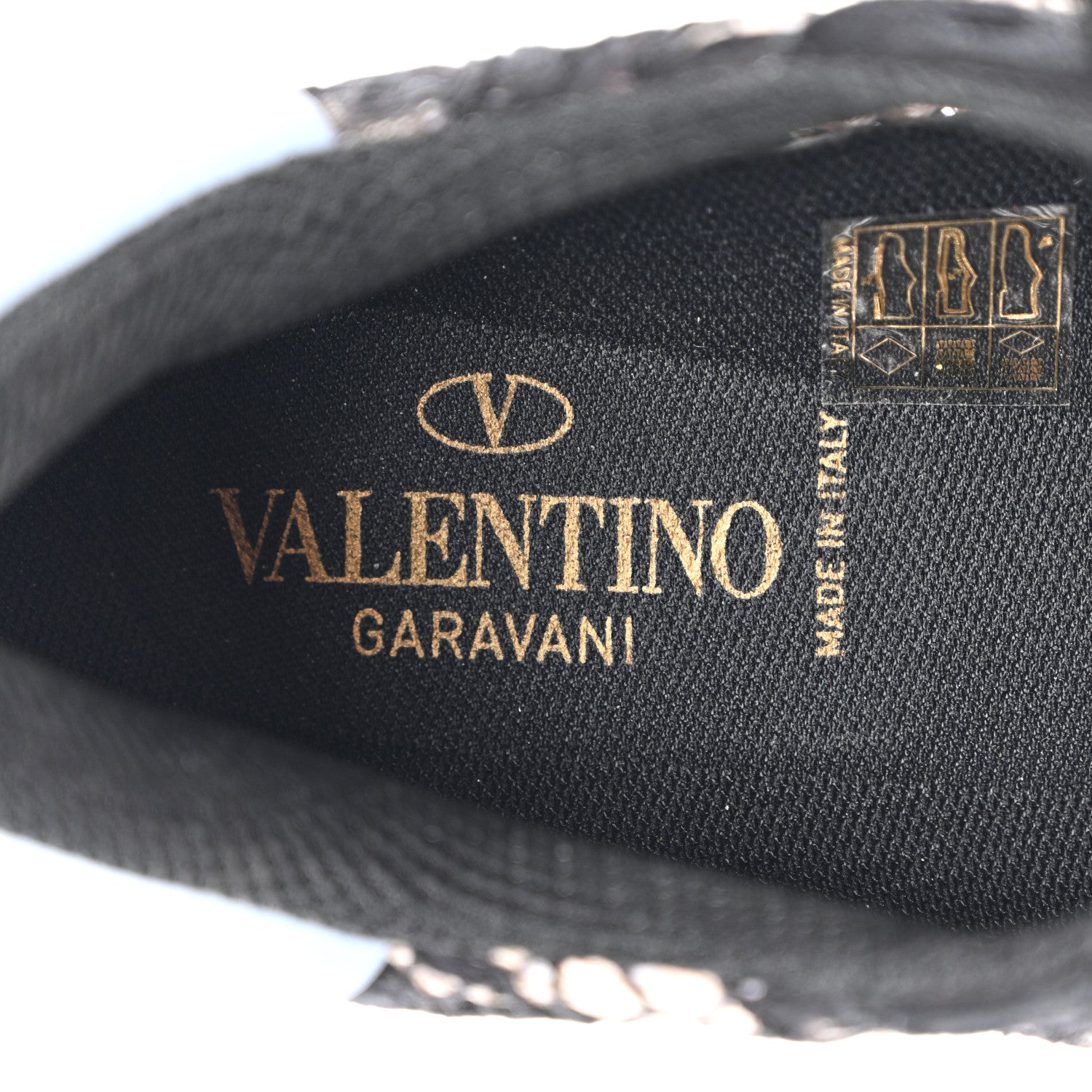 Valentino Garavani Calfskin Suede Macrame Lace Rockstud Sneakers 38.5 Black 7 of 9