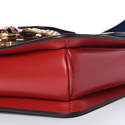 Gucci Calfskin Sylvie Web Queen Margaret Shoulder Bag Blue Agata Hibiscus Red Mystic White 9 of 12