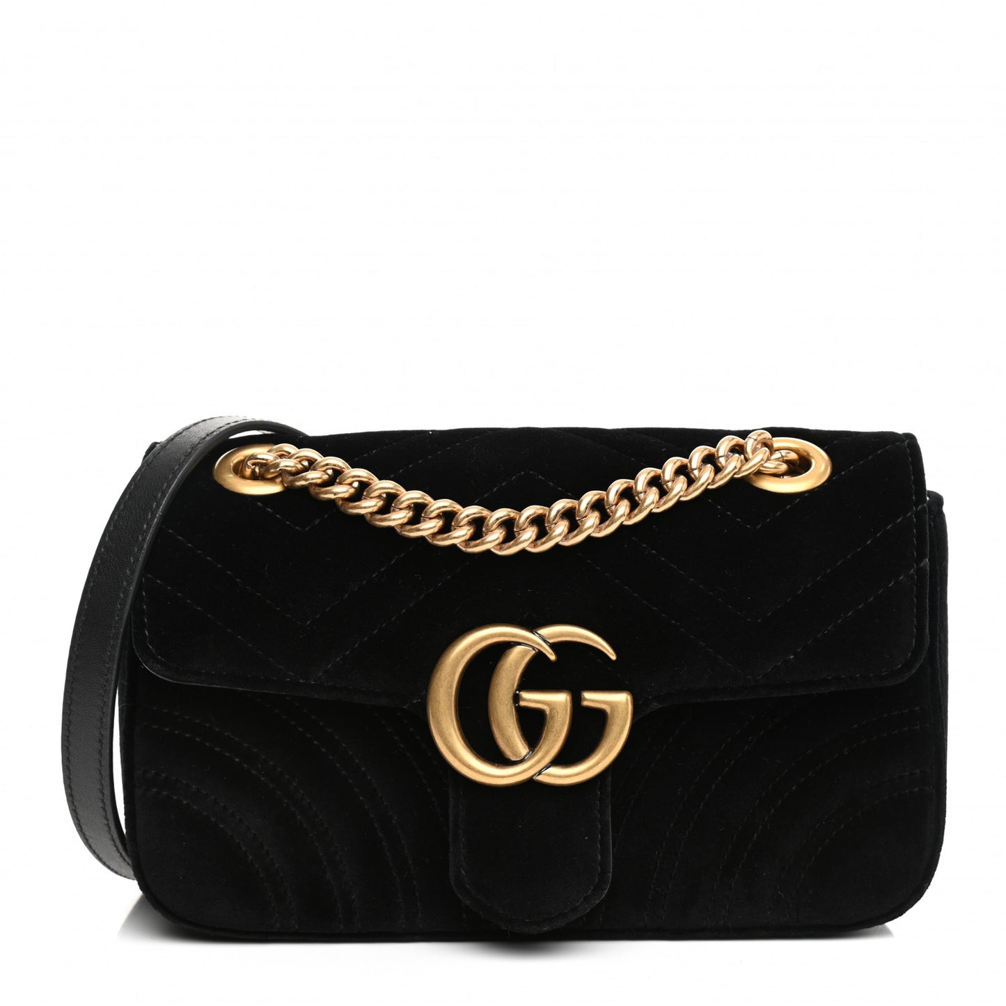 Velvet Matelasse Mini GG Marmont Shoulder Bag Black