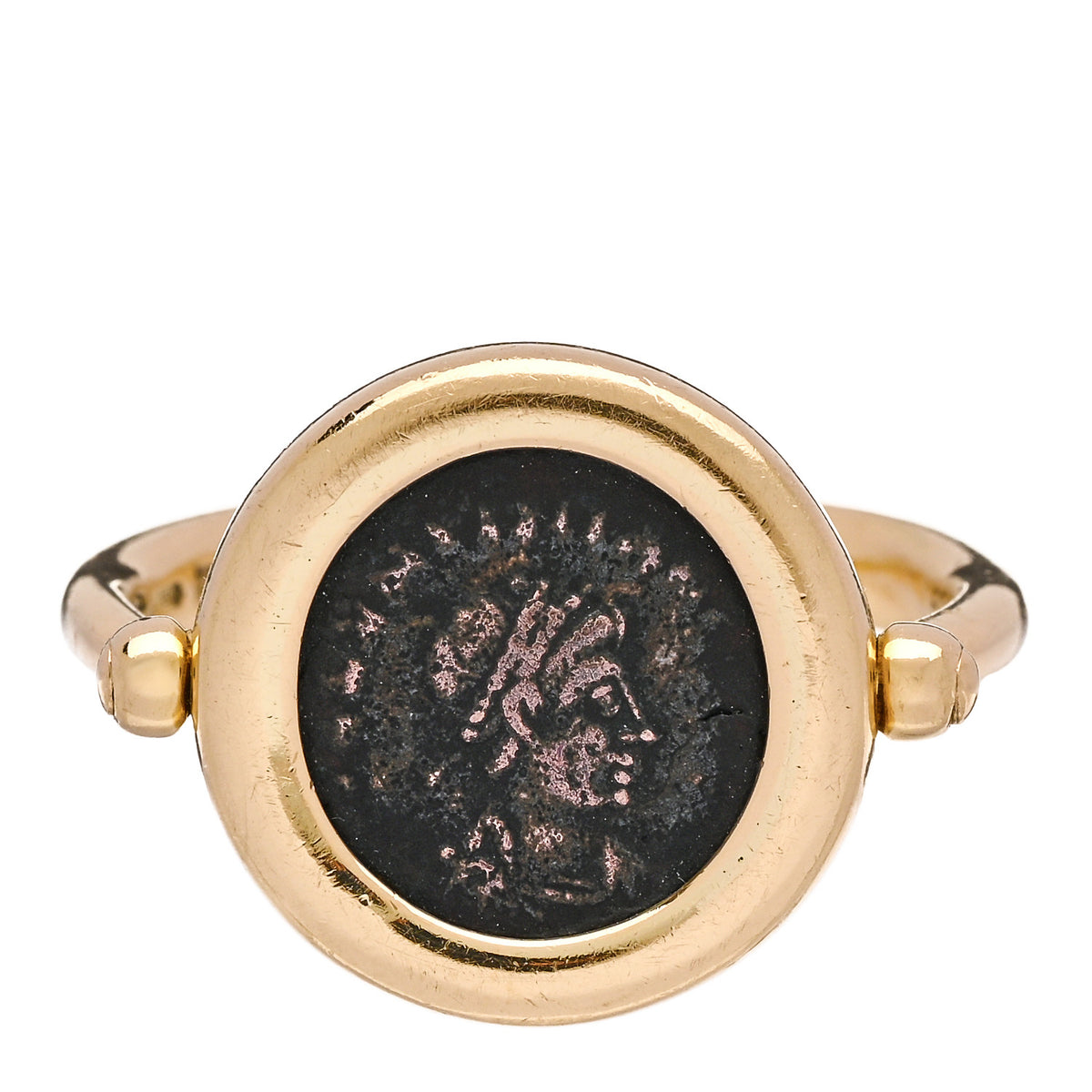 Bulgari 18K Yellow Gold Monete Coin Spinner Ring 52 6 1 of 5
