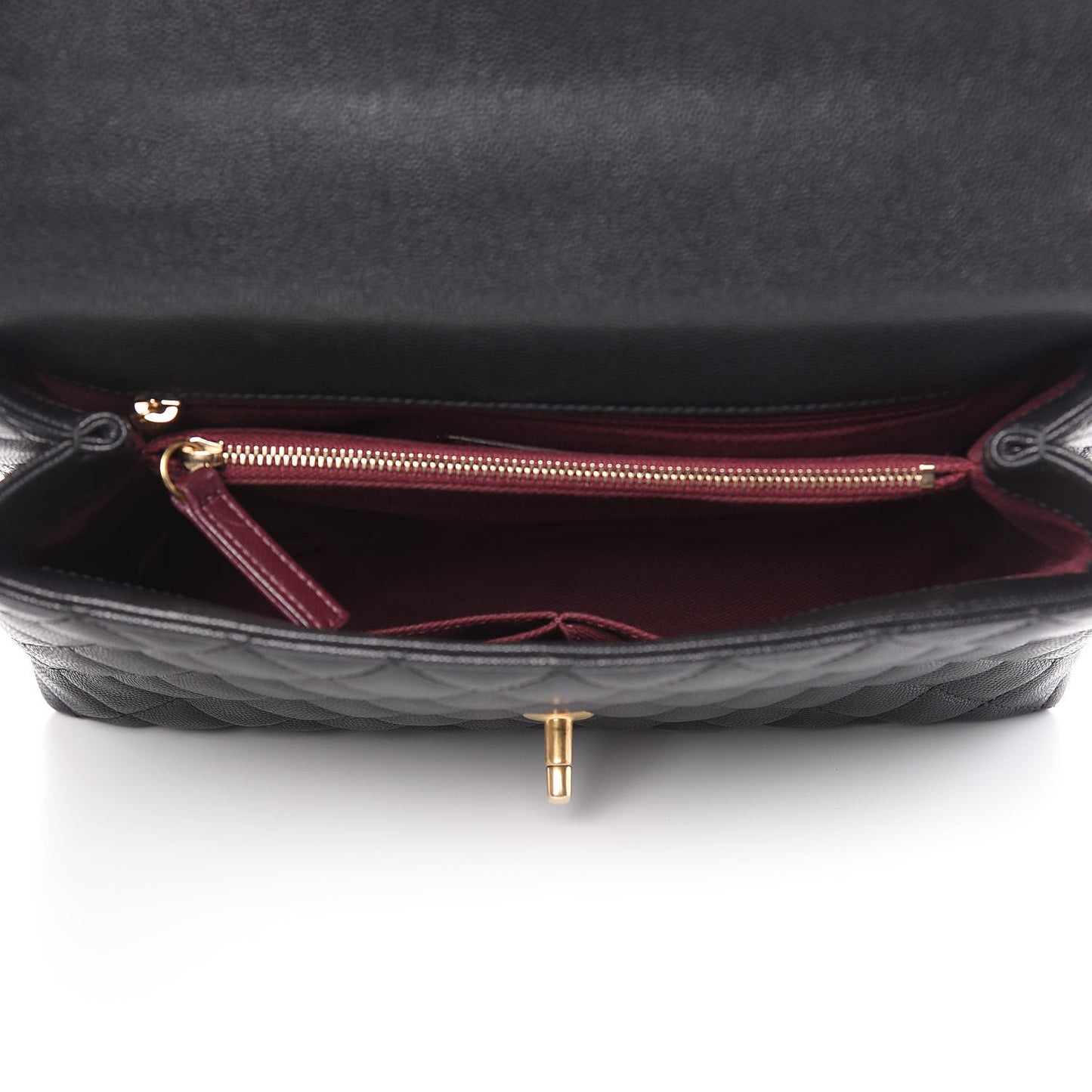 Caviar Quilted Small Coco Handle Flap Black