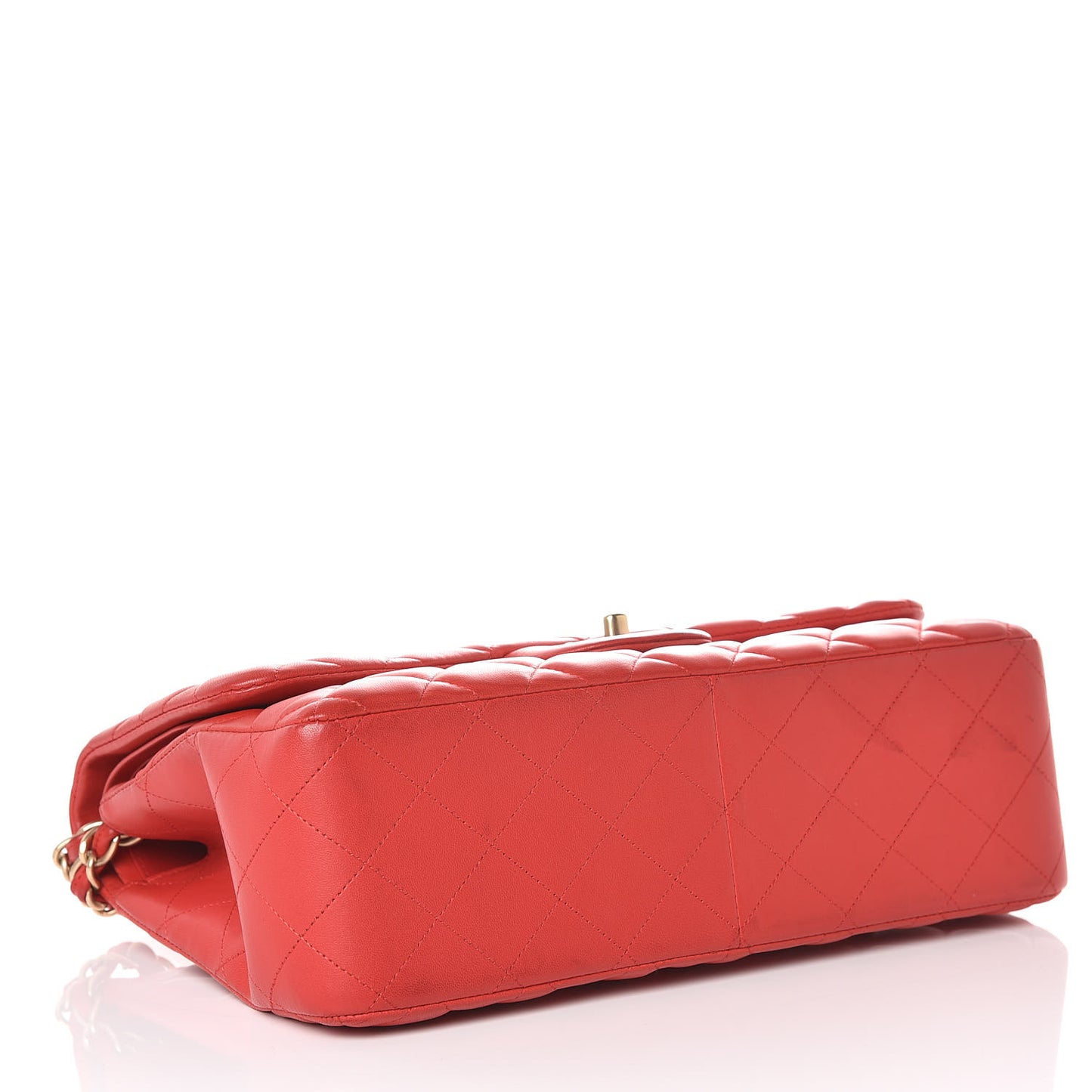 Lambskin Quilted Jumbo Double Flap Red