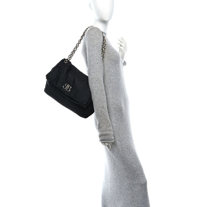Balenciaga Nylon Medium Monaco Chain Shoulder Bag Black 2 of 10