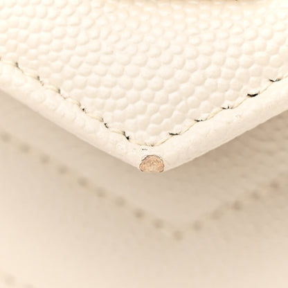 Saint Laurent Grain De Poudre Matelasse Chevron Monogram Envelope Chain Wallet Crema Soft 12 of 14