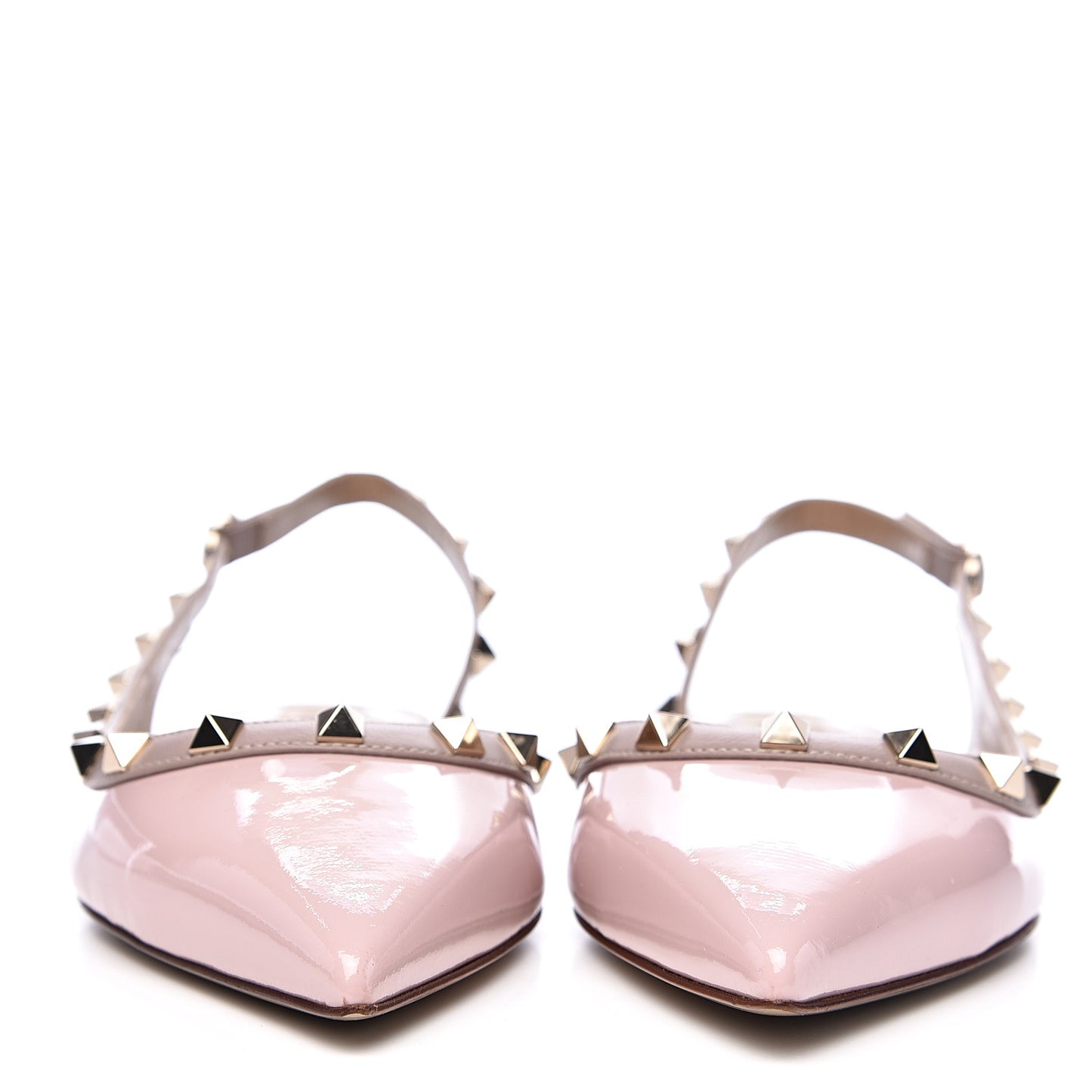 Patent Rockstud Slingback Flats 37 Water Rose Poudre