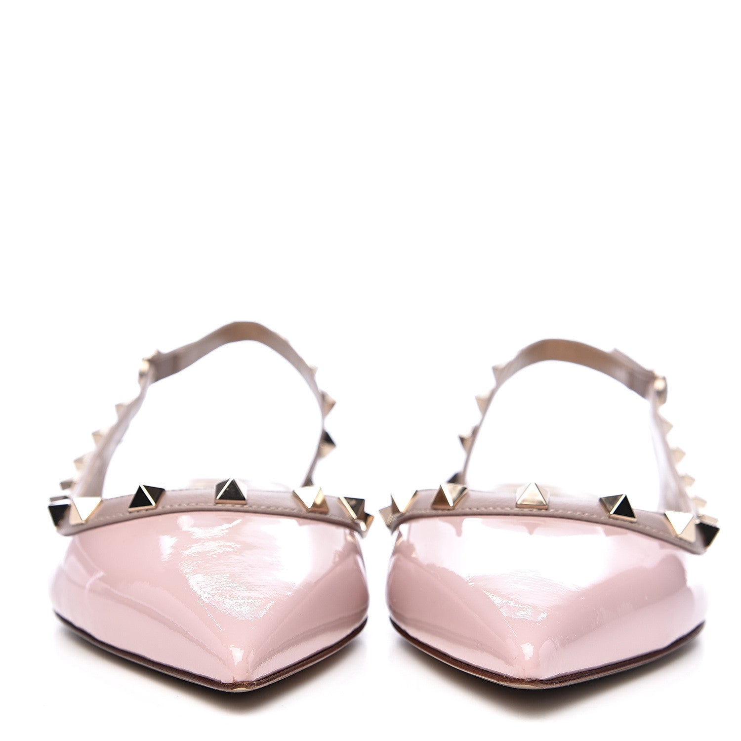 Valentino Garavani Patent Rockstud Slingback Flats 37 Water Rose Poudre 2 of 8