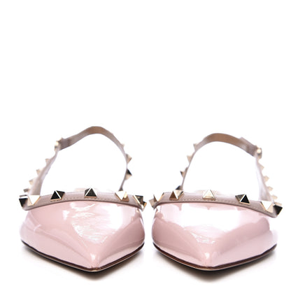 Valentino Garavani Patent Rockstud Slingback Flats 37 Water Rose Poudre 2 of 8