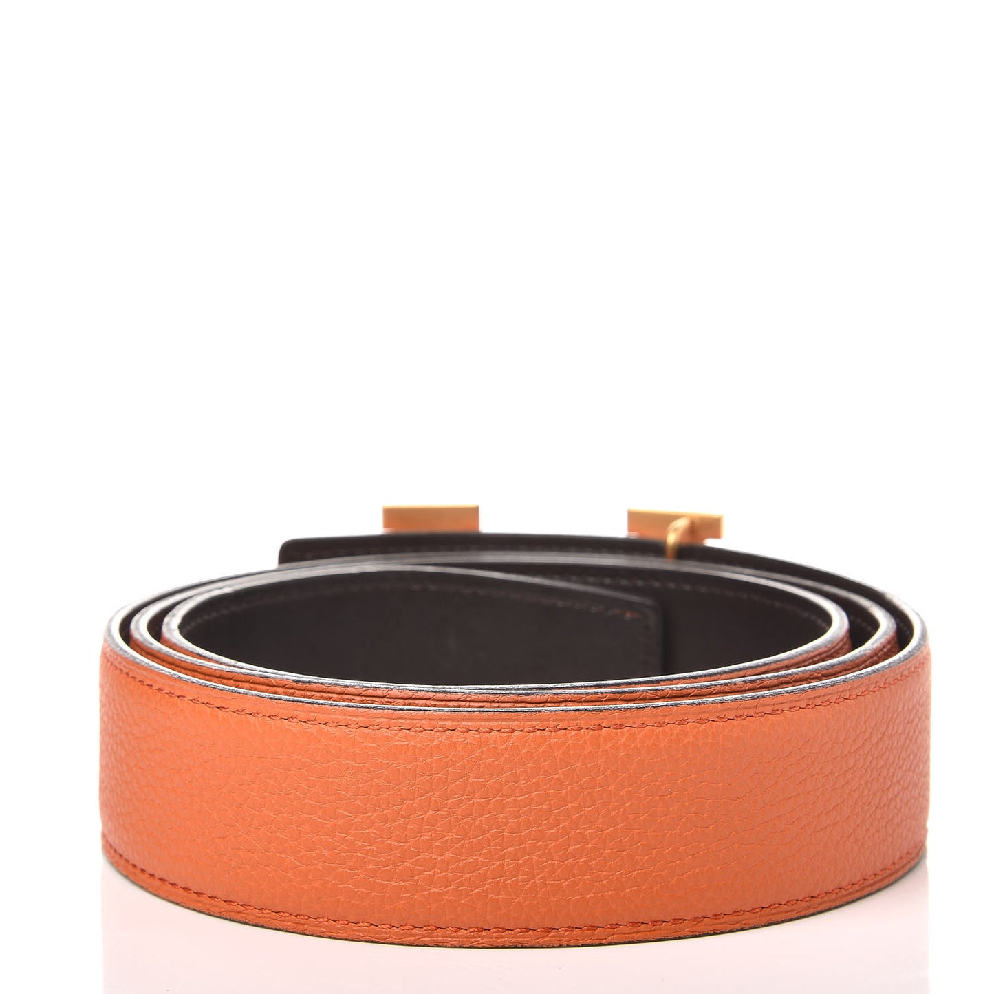 Togo Box 32mm H Belt 95 Orange Chocolate