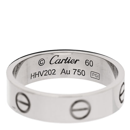 Cartier 18K White Gold 5.5mm LOVE Ring 60 9 4 of 5