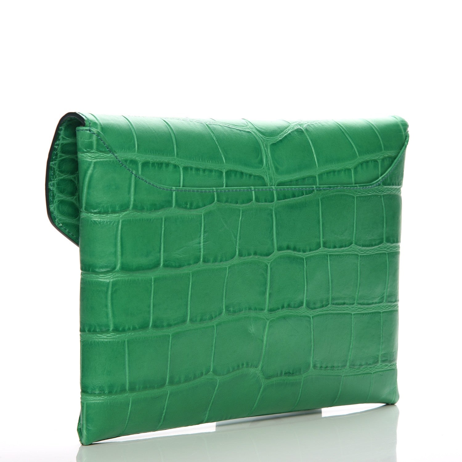 Givenchy Calfskin Crocodile Embossed Medium Antigona Envelope Clutch Emerald 3 of 7