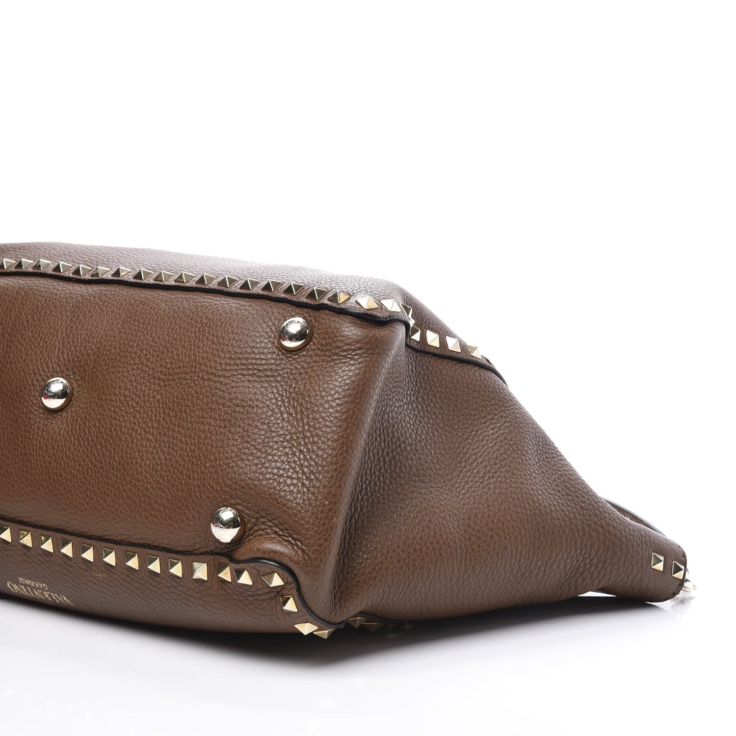Valentino Garavani Pebbled Calfskin Medium Rockstud Tote Brown 6 of 10