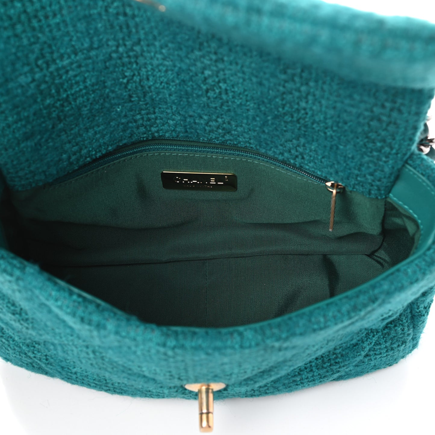 Tweed Quilted Medium Chanel 19 Flap Green