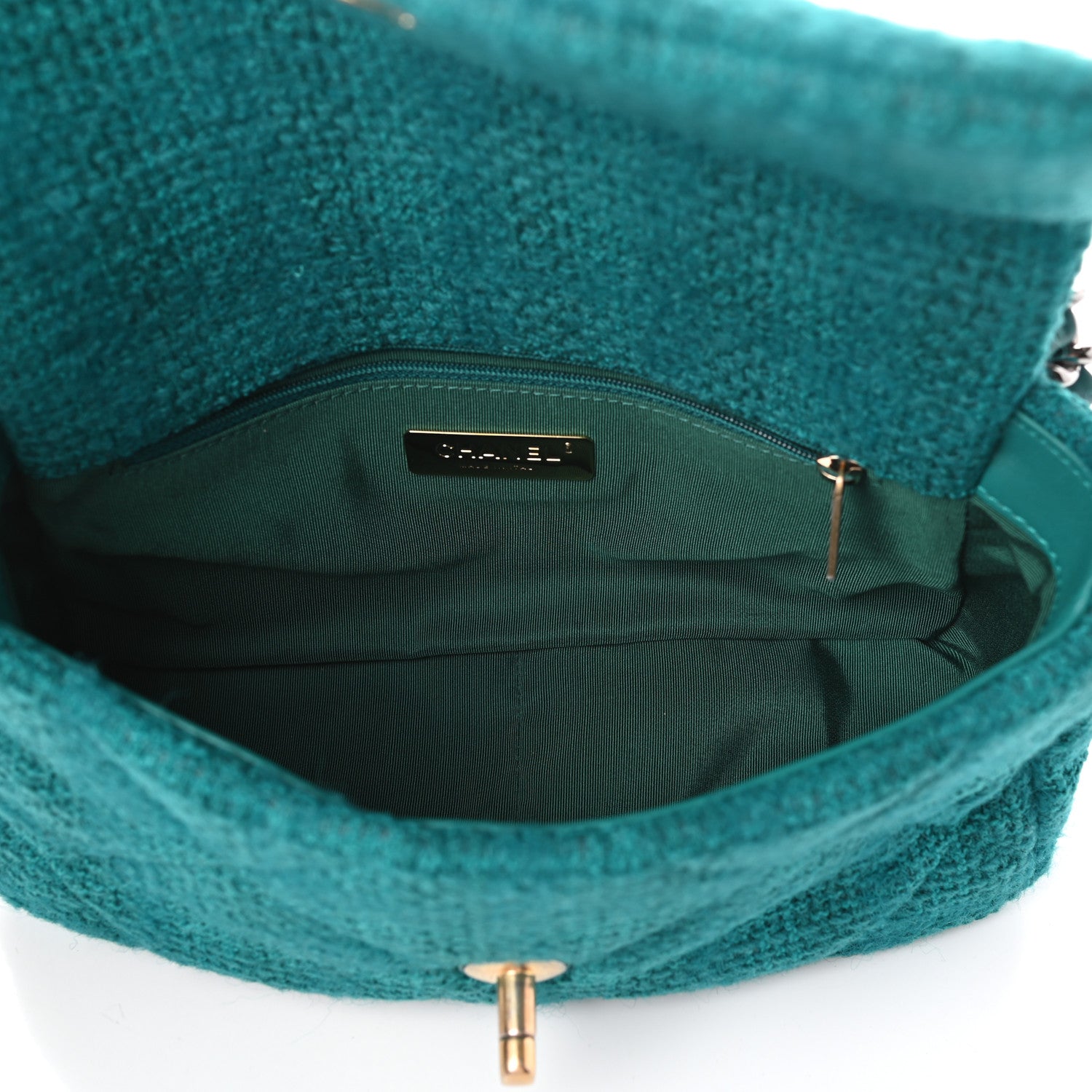 Chanel Tweed Quilted Medium Chanel 19 Flap Green 5 of 10