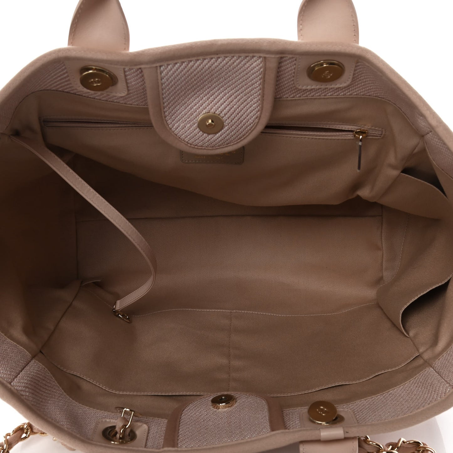 Mixed Fibers Calfskin Medium Deauville Tote Beige