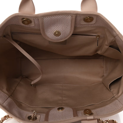 Chanel Mixed Fibers Calfskin Medium Deauville Tote Beige 5 of 13