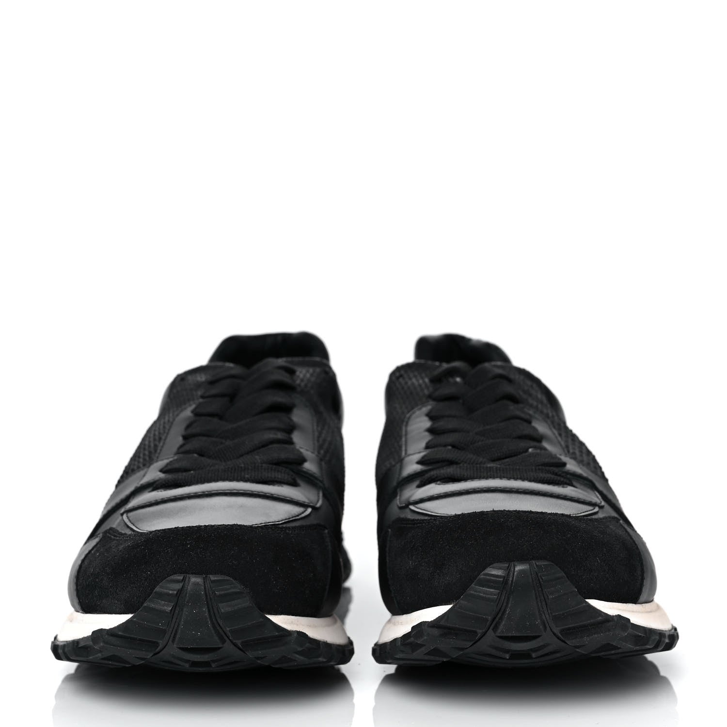 Louis Vuitton Calfskin Perforated Suede Mens Run Away Sneakers 9.5 Black 2 of 8