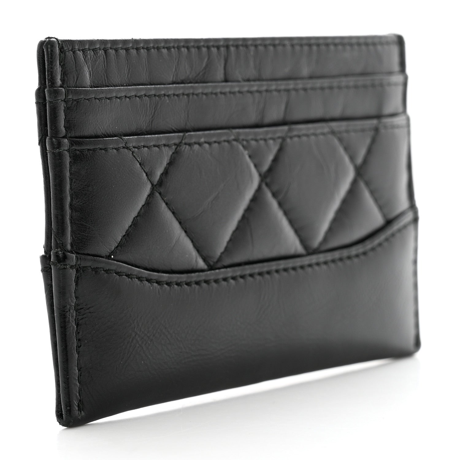 Chanel Aged Calfskin Quilted Gabrielle Card Holder Black 3 of 10