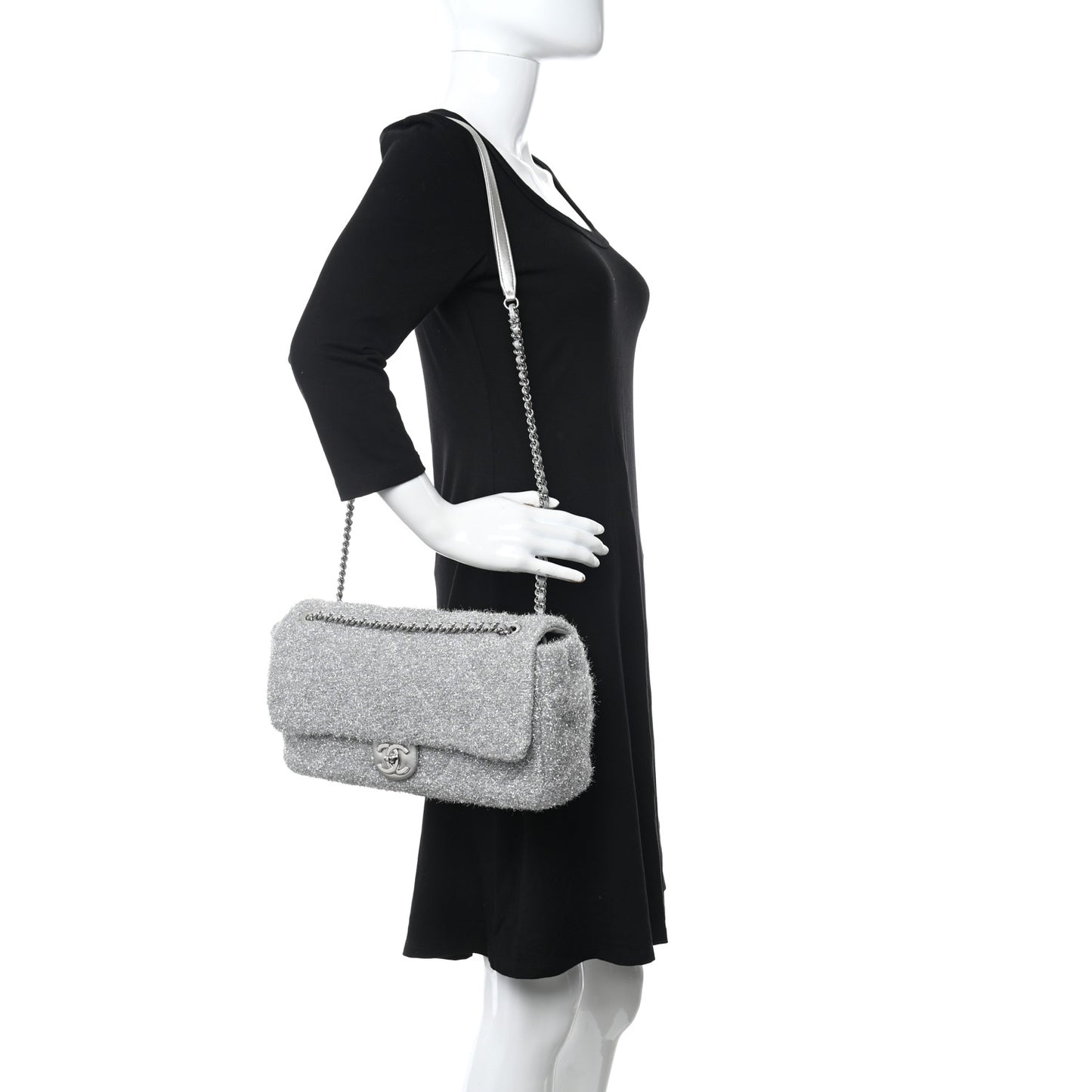 Lurex Knit Large Pluto Glitter Flap Silver