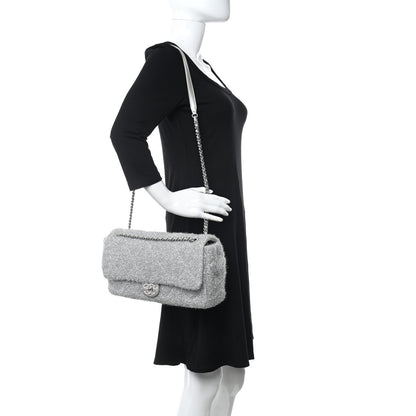 Chanel Lurex Knit Large Pluto Glitter Flap Silver 2 of 8