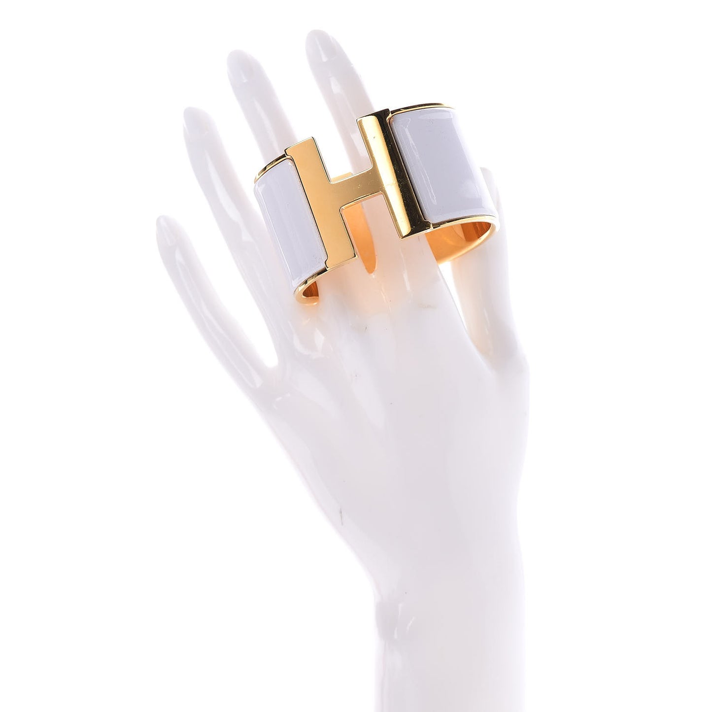 Enamel Extra Wide Clic Clac H Bracelet PM White