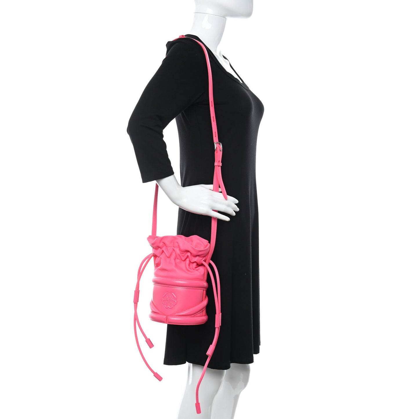 Calfskin The Soft Curve Drawstring Bag Neon Pink