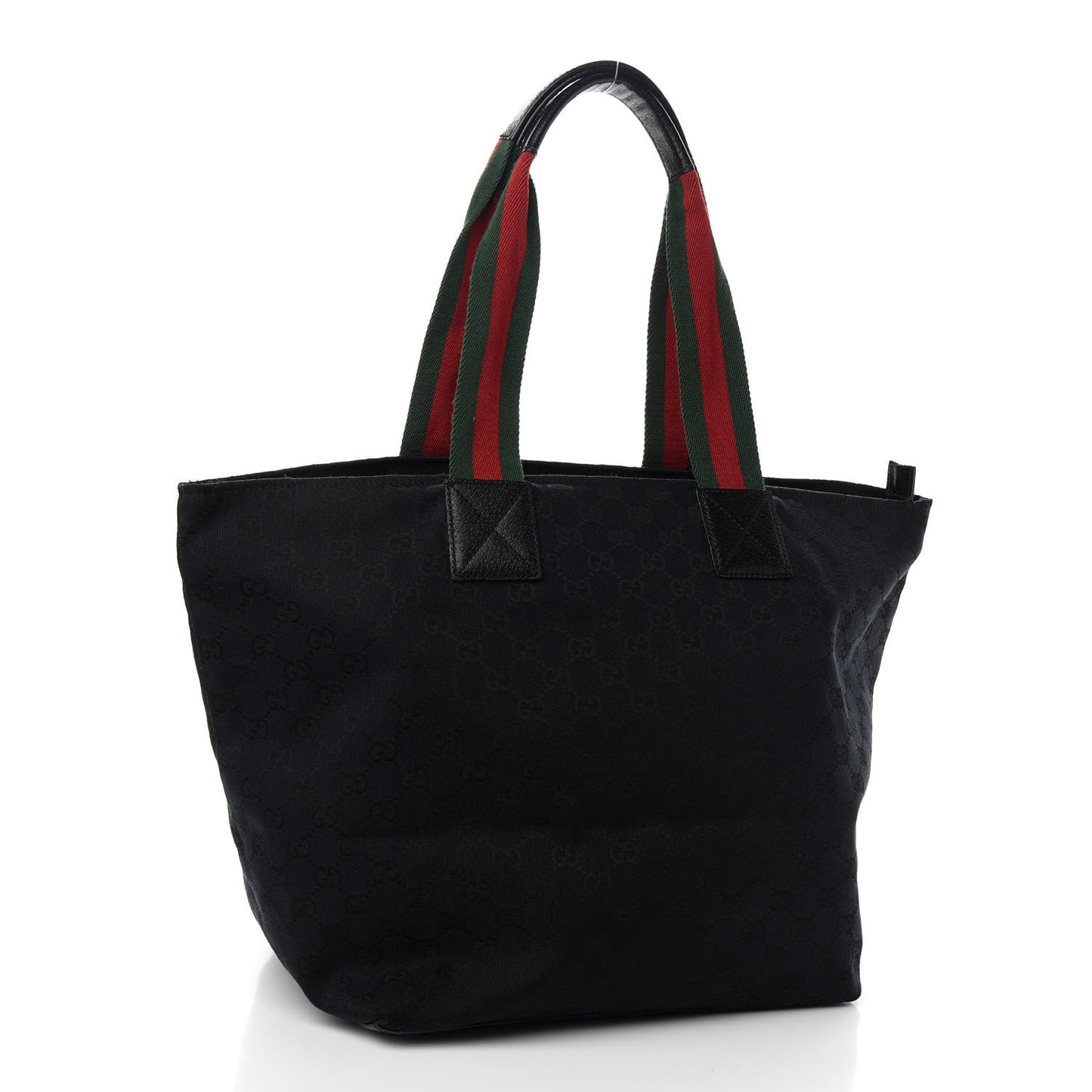 GG Monogram Large Web Handle Bucket Tote Black
