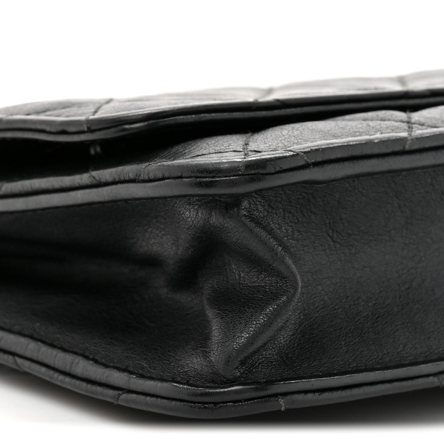 Chanel Crumpled Calfskin Quilted Wallet On Chain WOC Black 11 of 13