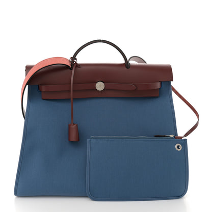 Hermes Toile Vache Hunter Herbag Zip 39 MM Bleu Orage Rouge H 3 of 13