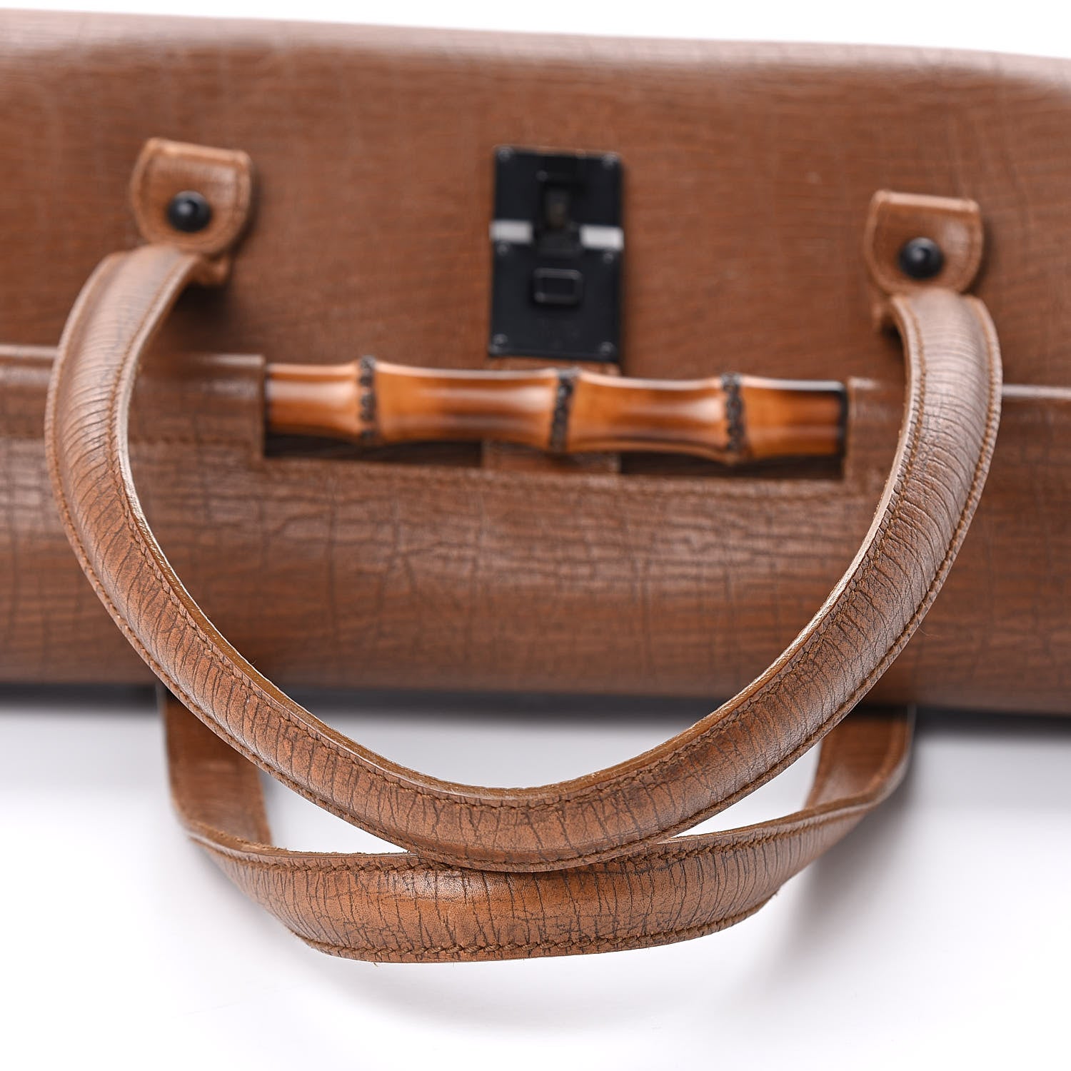 Gucci Calfskin Bamboo Bullet Satchel Brown 11 of 15