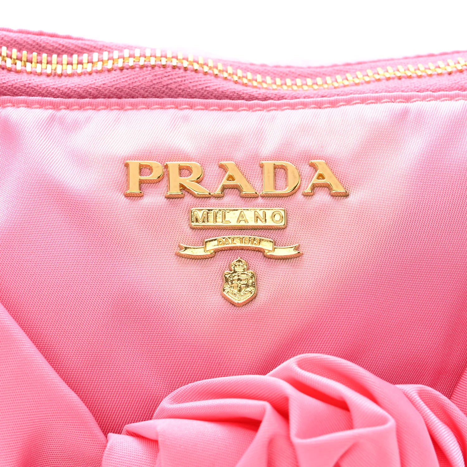 Prada Tessuto Nylon Fiocco Bow Shoulder Bag Begonia 9 of 9