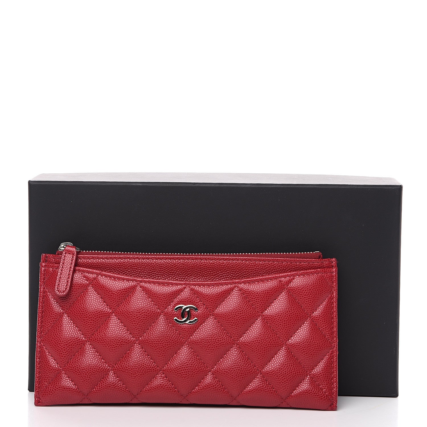 Chanel Caviar Quilted Classic Zip Pouch Red 9 of 9