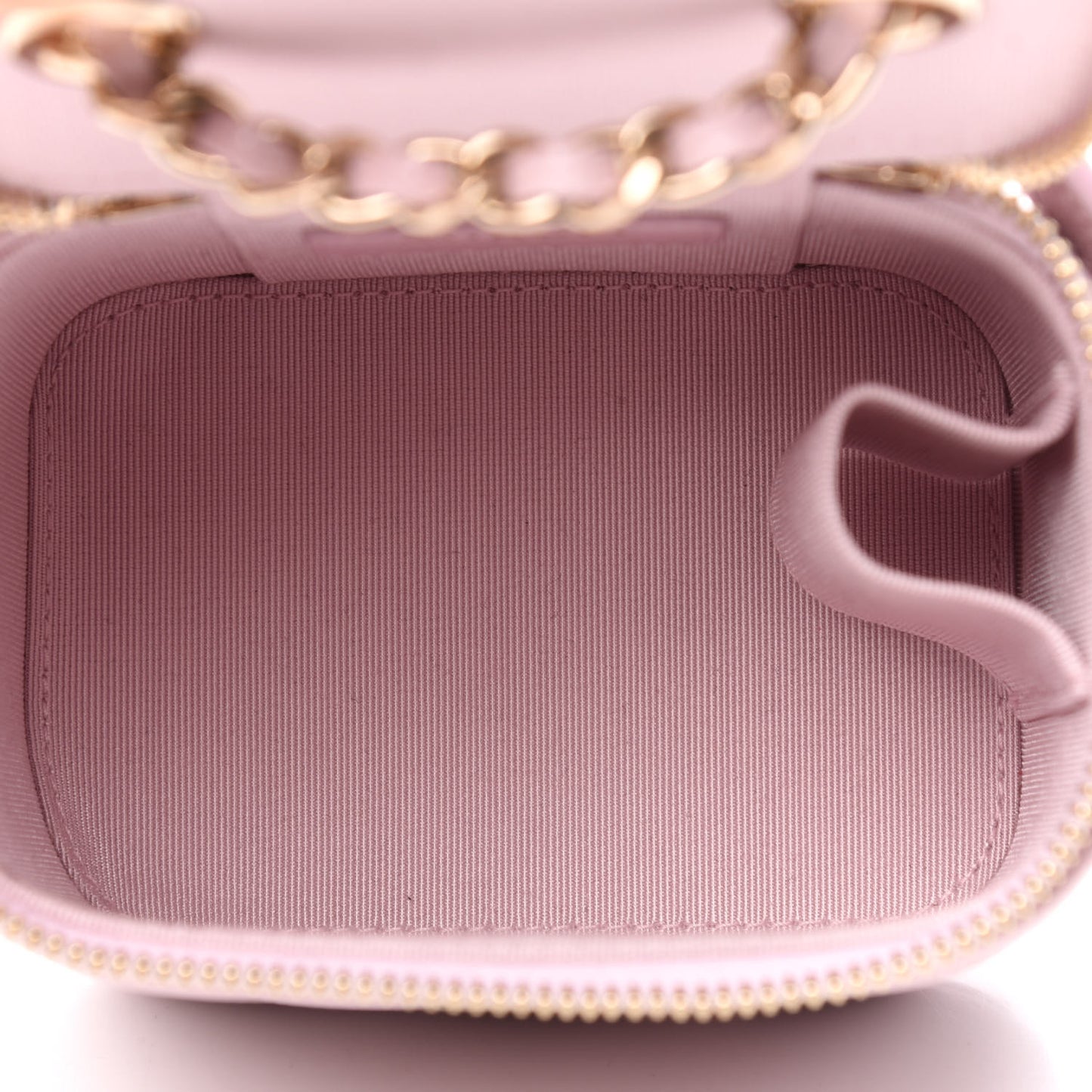 Caviar Quilted Mini Vanity Case With Chain Light Pink